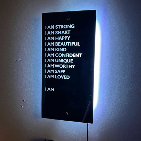 LED Affirmation Spegel Akrylspegel USB Spegel Inspirerande Spegel Mångsidig Dekor