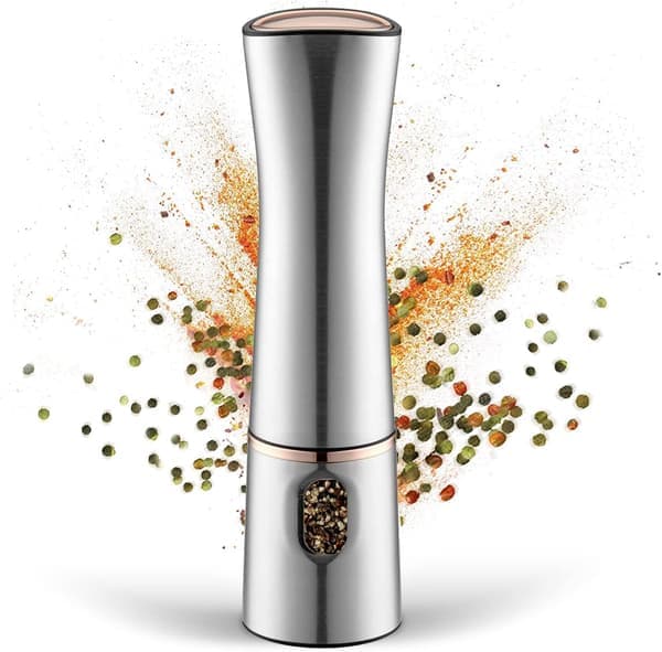 Elektrisk pepperkvern, krydderkvern i rustfritt stål, pepper, salt
