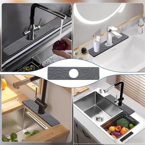 Silicone Faucet Mat - Sink Splash Guard - Splash Pad - Quick Dry Mat - Suitable for Sinks Toilets etc. - Household Items - 45CM