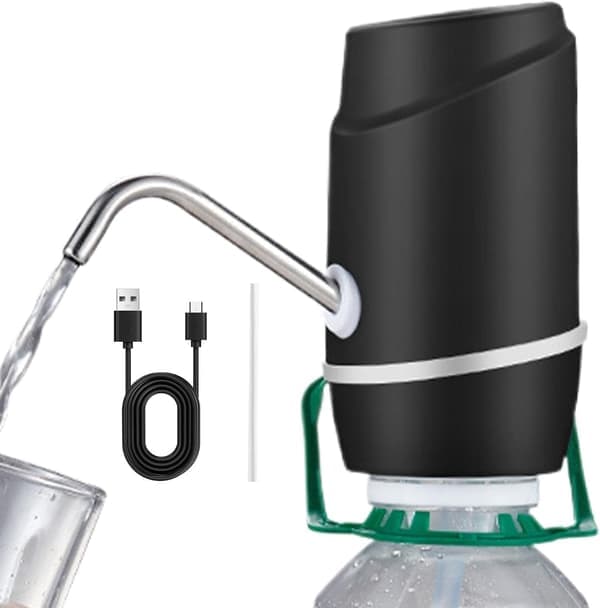 Elektrisk vattendispenser, 5 gallon bärbar pump, USB-laddningsfontän, en-tryckspump, idealisk för utomhusbruk, camping, kök