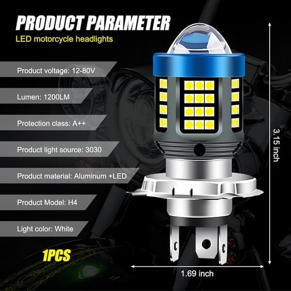 LED Motorcycle Headlight H4 BA20D P15D White/Yellow Ultra High Brightness