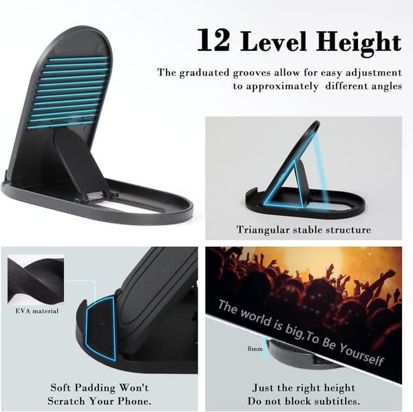 [1PCS] Foldable Cell Phone Stand Oval Shaped, Universal Multi-Angle Mobile Phone Holder, Portable Adjustable Desk Holder Grey