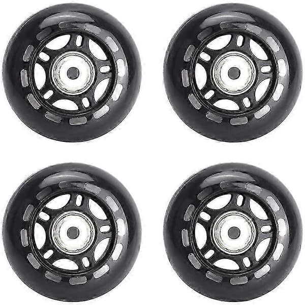 4-pak Inline Skate Hjul Indendørs/Udendørs Erstatningshjul med Kuglelejer 70mm, Sort