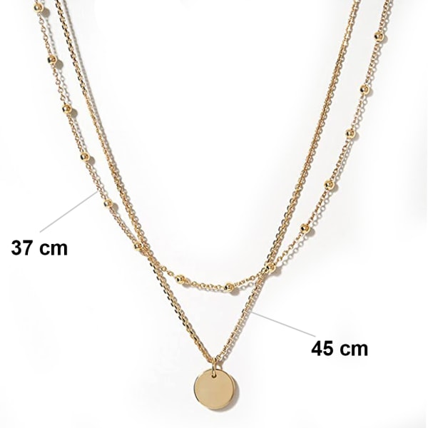 Flerskiktad skivhänge choker halsband för kvinnor flickor, guld delikat mynt krage kedja mode smycken