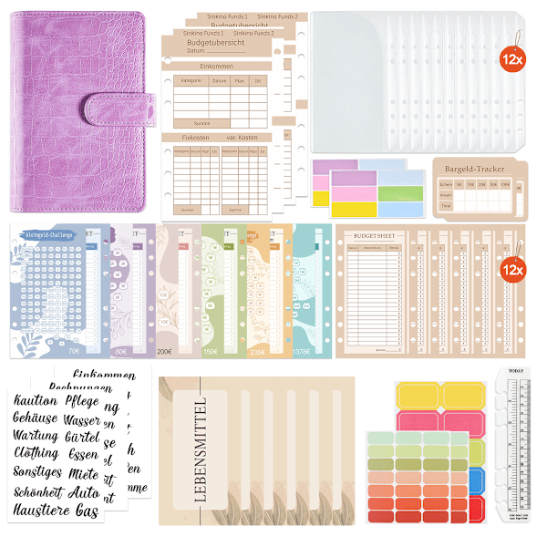 Budget Planner Tyska - Budget Planner Tyska Start Set - Finansiell Planner Budgetbok - Pengarrangöringsbok - Kontantstoppning - Budgetpärm