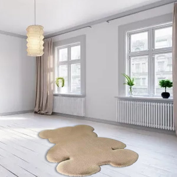 Söt sovrumsmatta Mjuk björnformad lurvig golvmatta för barn tonårsflickor rum vardagsrum Khaki 45x60