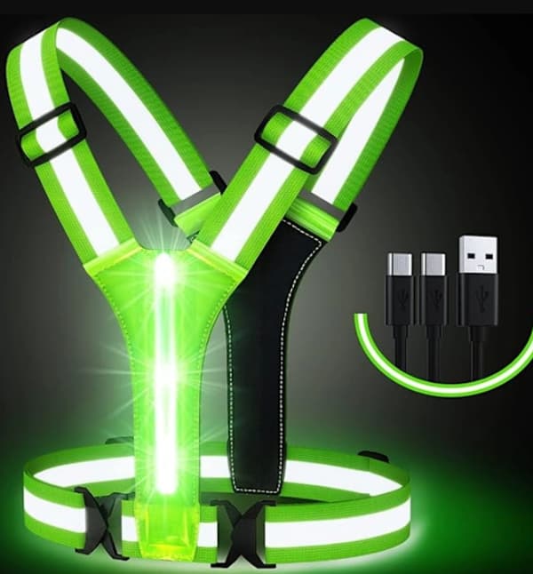 LED Refleksvest Løping, USB Oppladbar LED Lysvest
