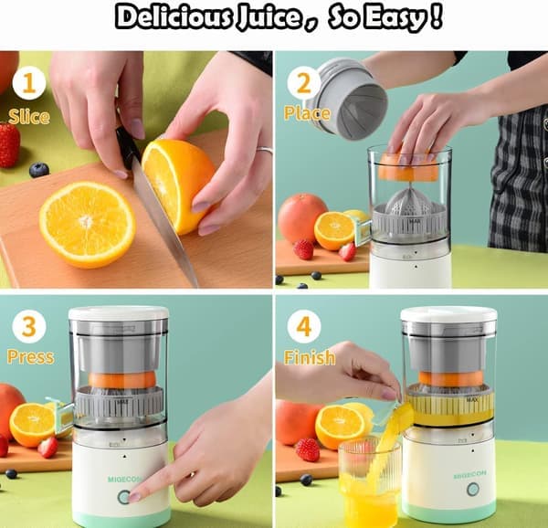 Citruspresser - Genopladelig - USB - Stille - Bærbar