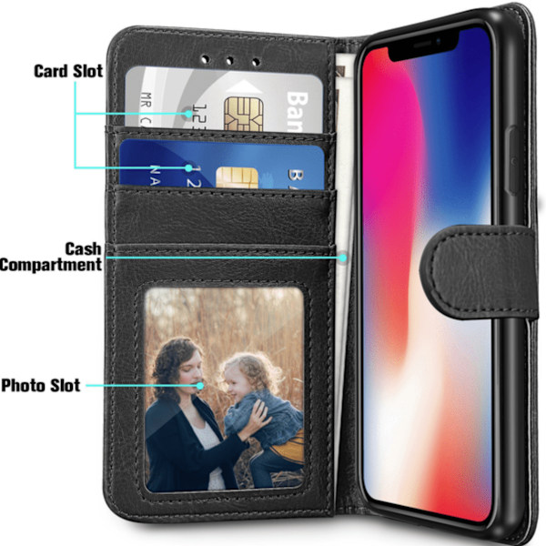 Plånboksfodral Till iPhone Xs Max i LÄDER (3 kort) - ALLA FÄRGER röd
