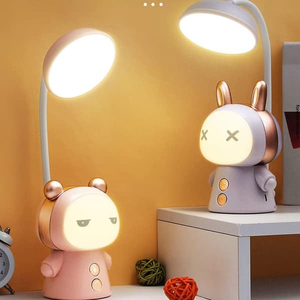 Cartoon LED Desk Lamp Learning Foldable Rechargeable Eye Protection Student Children Reading Lamp Night Light Bedside Lamp Gradient Color
