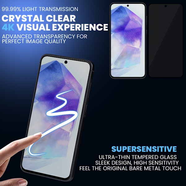 Samsung A55 Privacy Skärmskydd 2-Pack - Härdat Glas 9H för Reptåligt Skydd