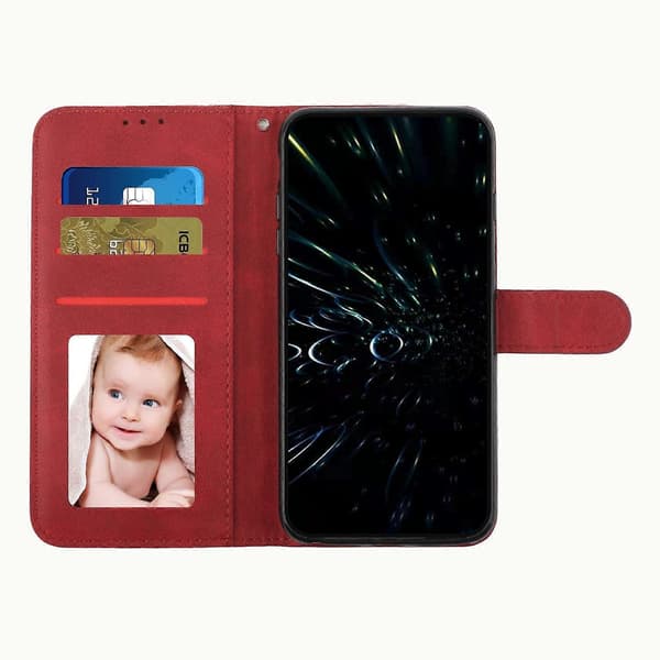 Sytt kalvskinnsfodral för Redmi 14C 4G Red