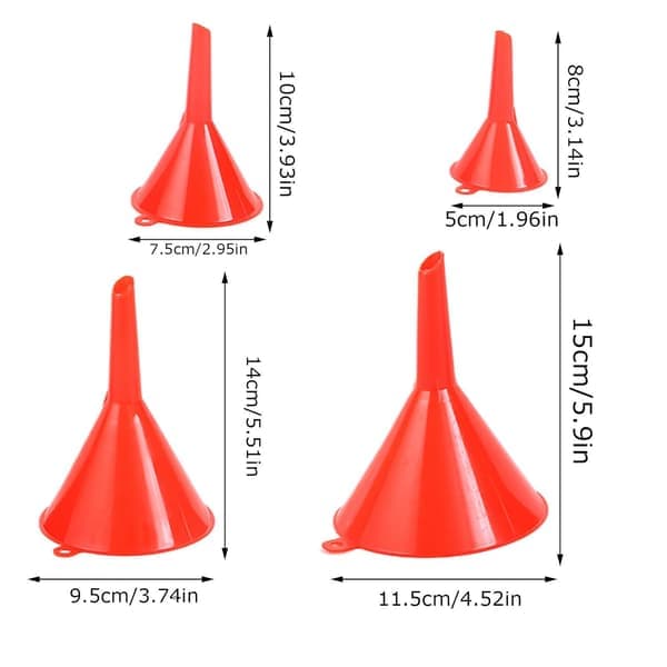 4-piece PP Funnel Set for Filling Bottles or Containers 4 Different Sizes Multi-functional Wide Mouth Funnels