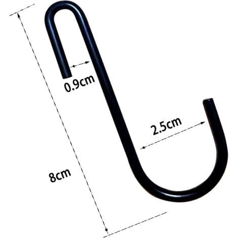 Set of 20 Stainless Steel S-Hooks, 8 cm, S-Shaped Metal Hooks, Multi-functional Hanging S-Hooks, Matte Black