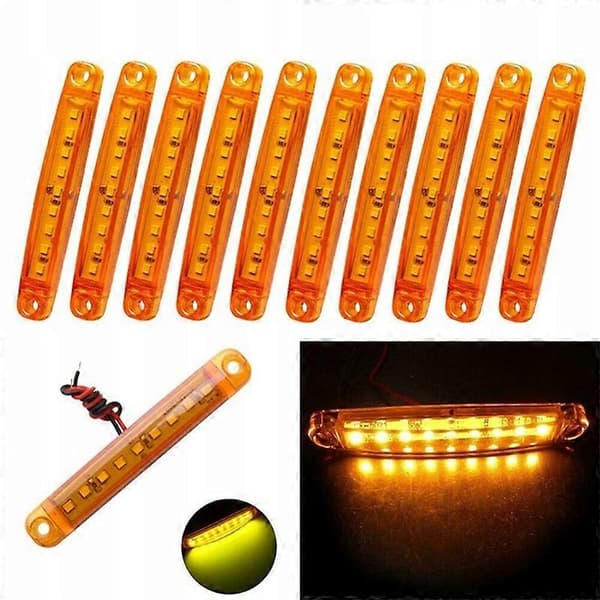 10 stk. Positionslys 9 LED 12v 24v Orange orange