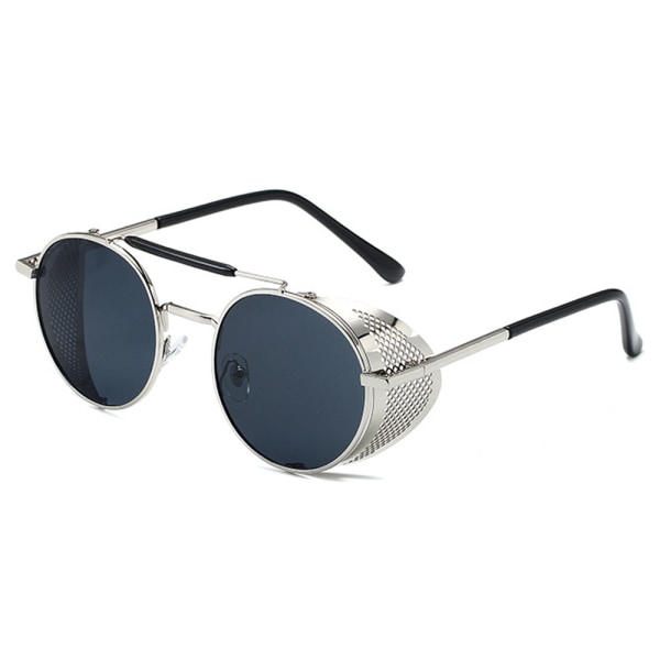Retro Steampunk Solglasögon Herr Dam Vintage Metal Side Shield Design Shades Glasögon Goggles Black