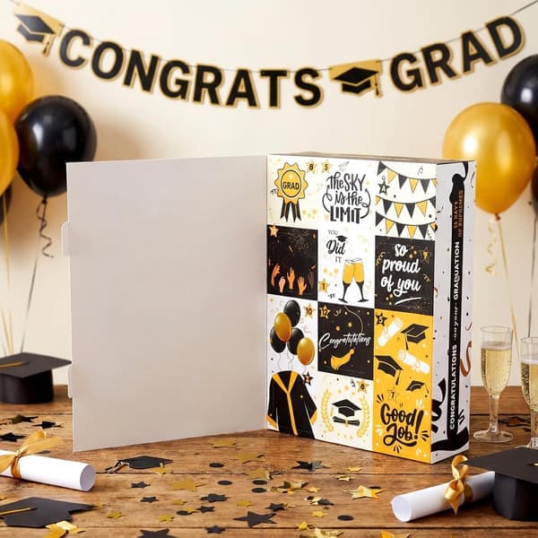 Countdown Calendar Gift Box for Graduation 12 Days 2026 Graduation Gift Box with Raffia Filling Large Inner Boxes Fill Yourself Empty Boxes