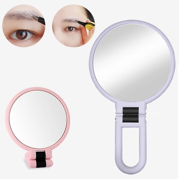 10X/15X Magnifying Mirror Handheld Foldable Handle Double-Sided Portable Travel Magnifying Mirror Socket Makeup Mirror Army Green Army green 15X