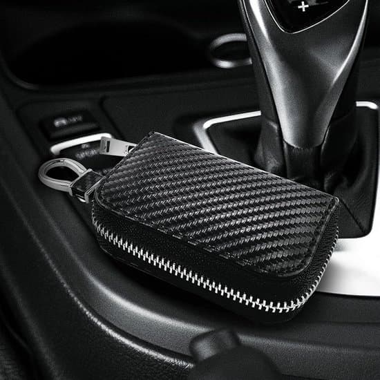 Car Key Holder with RFID Shielding - Shielding Box - Leather Car Key Holder - Black - 10.5 cm x 6.5 cm
