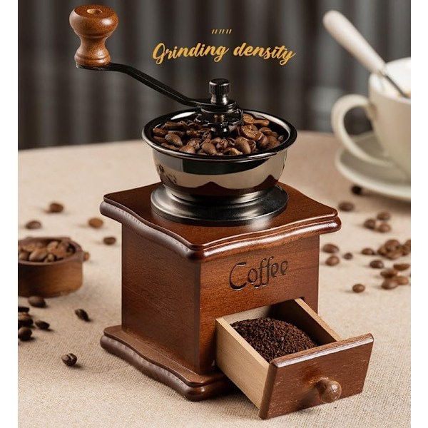 Manual Coffee Grinder Coffee Bean Grinder Retro Style Hand Grinder Cast Iron (17.5 x 10.5 x 10.5cm)