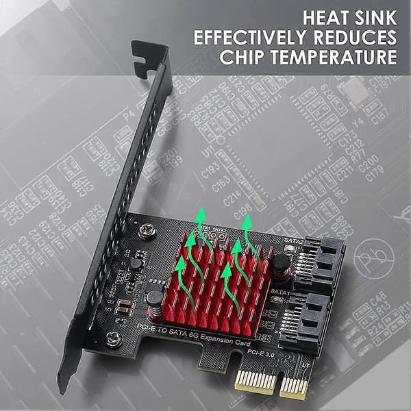 PCIe to 2 Port SATA 3 III 3.0 6Gbps SSD Adapter PCI-E PCI Express X1 Controller Board Expansion BlackRed