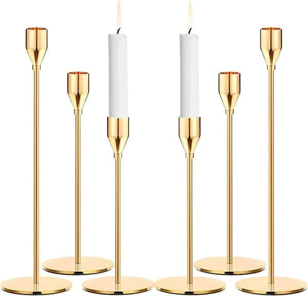 Guld koniska ljusstakar 6 st Bröllopsljusstakar 33/28/22 cm Koniska ljusstakar för hemmafester Bröllopsmiddagar