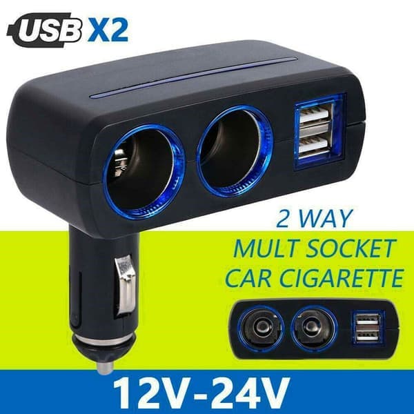 12V Bil Cigarettænder Stik Adapter Dobbelt USB Dobbelt Q2D3 Splitter Hurtig Tilslutning