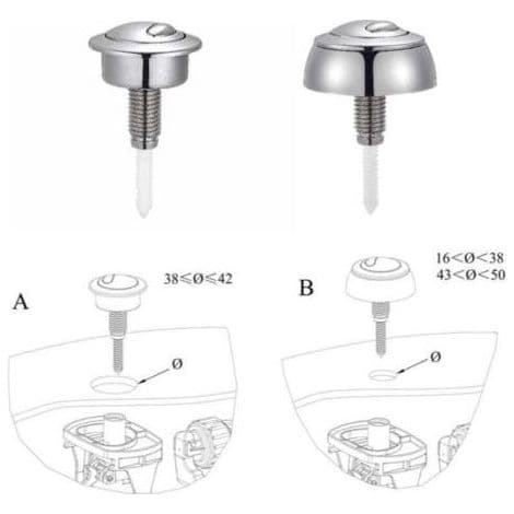 Toalettspyleknapp, for Twyford/Siamp Optima 49 spyleventil, gull