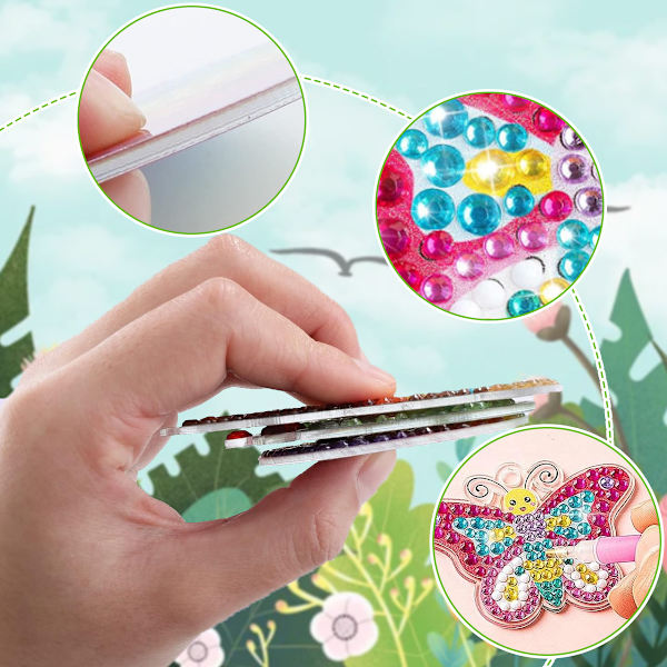 5D Diamantmålning Barnset, 15 st DIY Diamantnyckelring Prydnader Nyckelring för Barn 8-12 År Flickor
