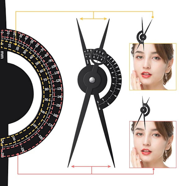Ögonbryns Golden Ratio Caliper Stencil Linjal Makeup Mätguide Linjal