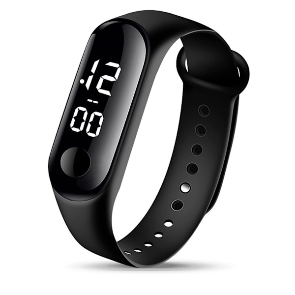 1:a Fashion Digital Led Sportklocka Unisex Silikon Armband Armbandsur Herr Dam Mode Enkelt Black Black