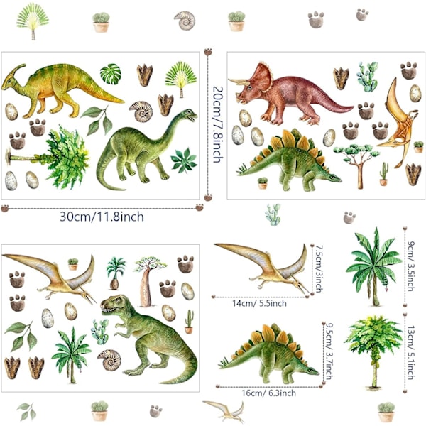 Självlysande dinosaurie-väggdekaler, självhäftande dinosaurie-väggdekaler för barnrum för glöd i mörkret dekaler, dino ljus dekaler vägg