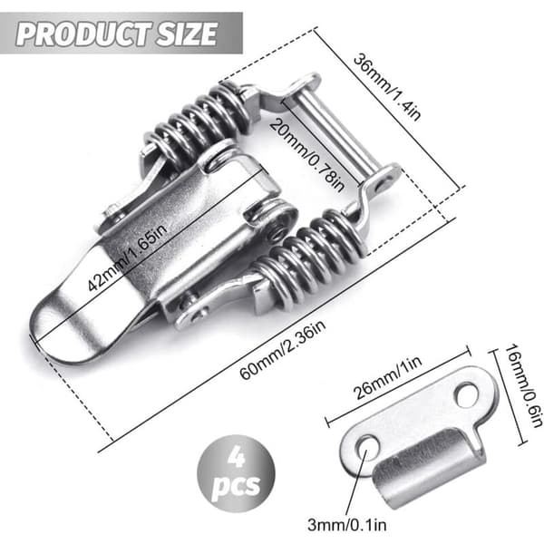 PCS Stainless Steel Spring Latch Toggle Clamp Lever Latch for Suitcase, Drawer Toolbox Medical Box