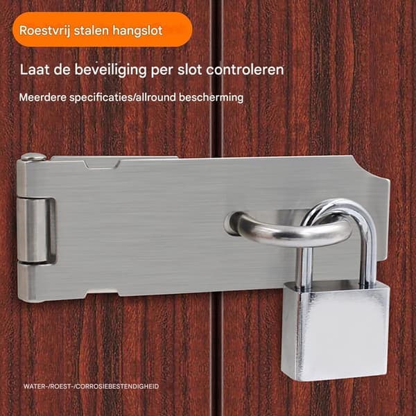 2 hengelåsklemmer i rustfritt stål - Dørlåsklemmer - Bolter - Sikkerhetsklemmer i rustfritt stål - 3,9 cm x 16,2 cm - 5 tommer - Sølv
