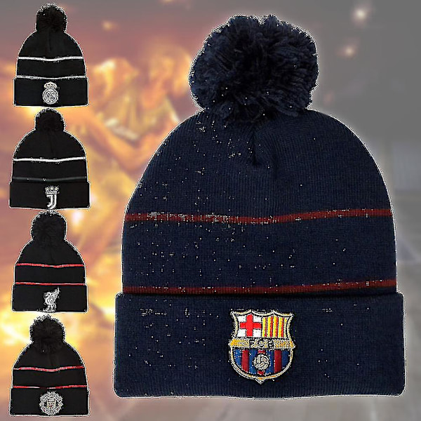 Fotboll Unisex Stickad Mössa med Kant Varma Mjukt Lämplig för Utomhus [DB] Manchester United Manchester United