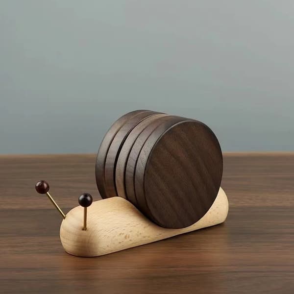 Black Walnut Snail Shaped Coaster Wooden Coaster Unique and Compact Housewarming Gift Desk Ornament.