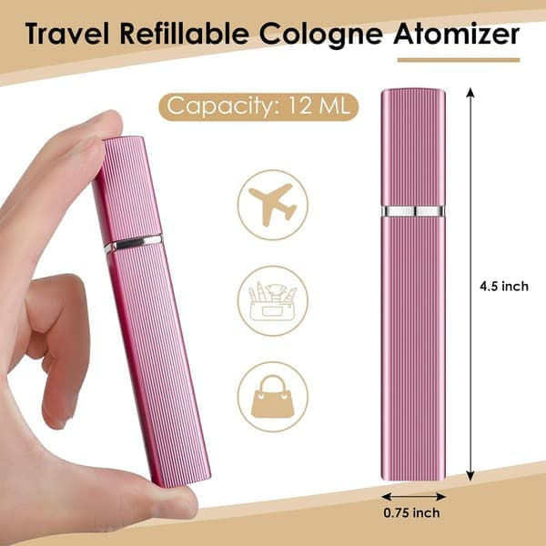 12ml Perfume Travel Refillable Atomizer Bottles, Mini Perfume Spray Bottle, Empty Cologne Spray for Travel and Outings, 5 Pcs