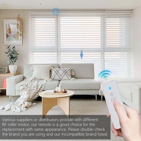 1-Channel Wireless Remote Control RF433.92 - Compatible with A-OK Motors - Range up to 21m - For Electric Blinds