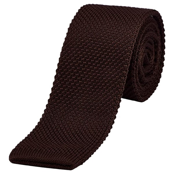 Herr Solid Färg Smal Stickad Slips Vintage Smart Formell Bomull Slips Svart