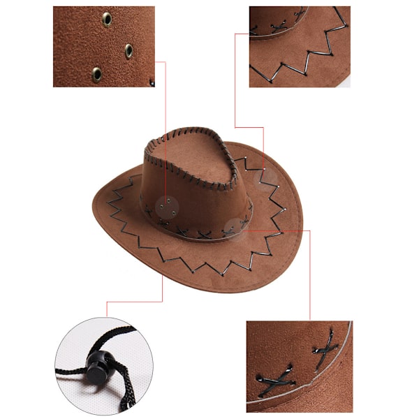 Cowboy Cattleman Hat för barn barnfestdräkt (1 st brun)