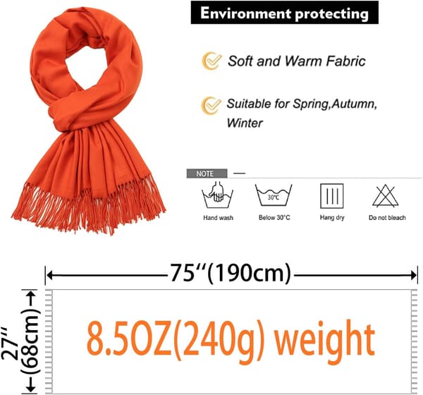 Dame Pashmina Sjaler og Wraps til Bryllupssjaler til Kvinder Vi Burnt Orange