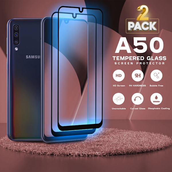 2 Pack Samsung Galaxy A50 - Härdat glas 9H - Super kvalitet 3D