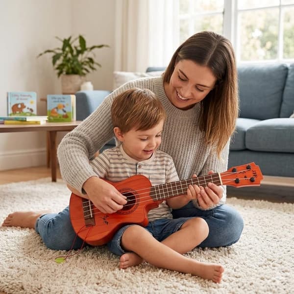 Raimy 17-tums 4-strängad ukulele-leksaksgitarr för barn i åldern 3-6 år