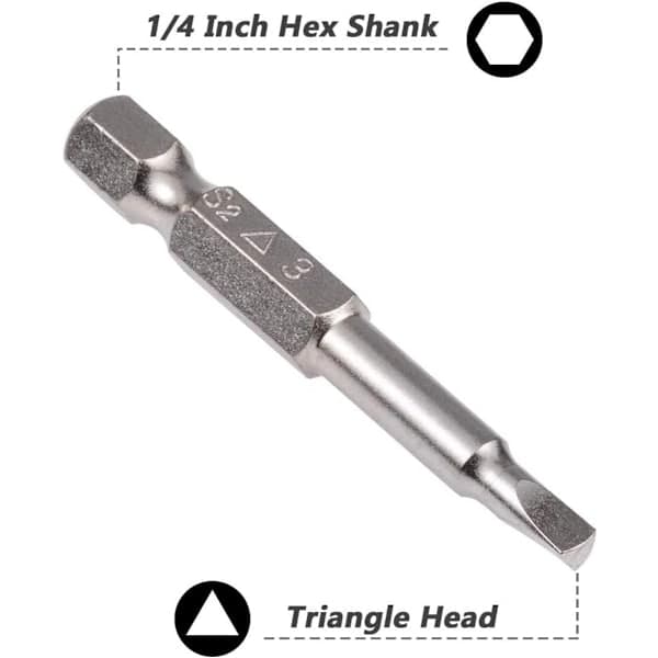 5-delad uppsättning triangulära skruvmejselbits 1.8/2/2.3/2.7/3 mm Magnetiska triangulära skruvmejselbits 1/4 \" sexkantsskaft triangulära borr S2 50