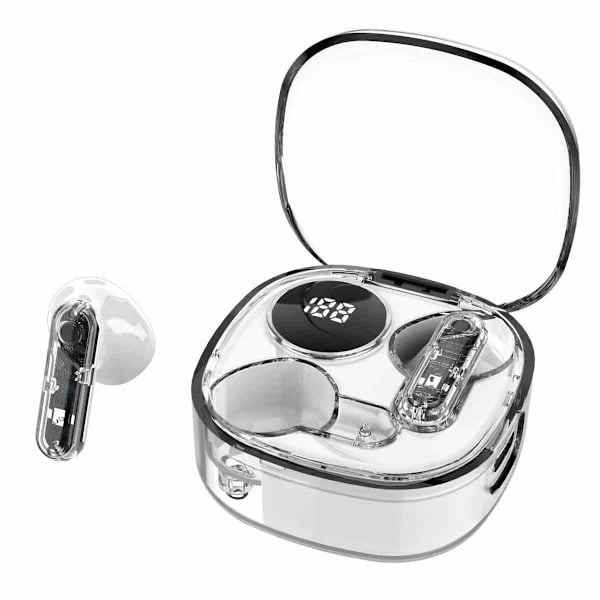 Trådlösa Bluetooth V5.3+EDR Transparency-hörlurar med ENC och LED-strömförsörjningsdisplay Stereo Sound-hörlurar