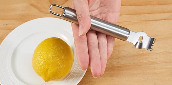 Sitrusjern i rustfritt stål med kanalblad, sitrus- og appelsinskreller, fruktskreller
