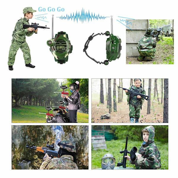 2 st klockradio Walkie Talkies för barn Lång räckvidd Tvåvägsradio Camo Utomhus Arméleksaker