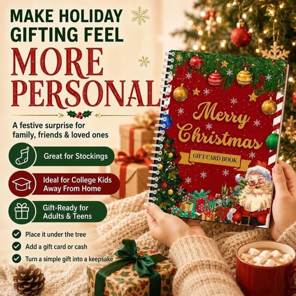 Julklappskortbok DIY Spiral Kontanter 5x7 Jul för Presentkort