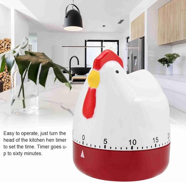 Kitchen Clock Cute Lovely Egg Timer Chicken Mechanical Wind-Up Timer for Cooking Time Reminder Home Decor