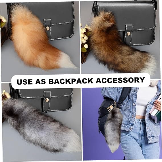 Fox Tail Keychain, 15.75 inch Fox Tail Keychain, Long-haired Artificial Fur Tail Decoration, Soft Fox Tail, Party Costume Fur Tails